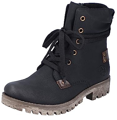 Rieker Femme Bottines 78530, Dame Bottines à Lacets,Bottes,Chukka Boot,Bottes Courtes,Bottes à Lacets,Noir (Schwarz / 01),39 EU / 6 UK
