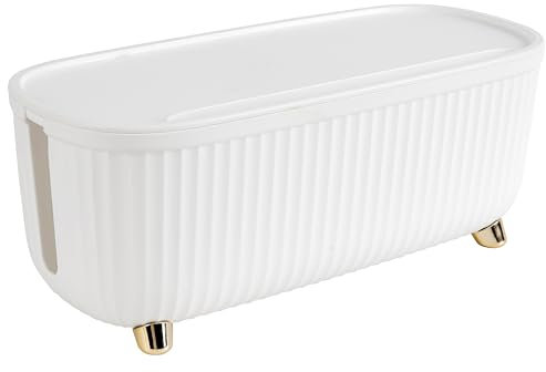 Boîte de gestion des câbles - Organisateur de câbles - Petite boîte de rangement pour câbles - 35 x 15 x 14 cm - Blanc