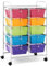 COSTWAY Rollwagen mit 10 stapelbaren Schubladen, Schubladenwagen Rollcontainer mit Metallgestell und Ablagefläche, Badrollwagen Aufbewahrungswagen für Büro, Wohnzimmer, 65,5 x 37 x 87 cm
