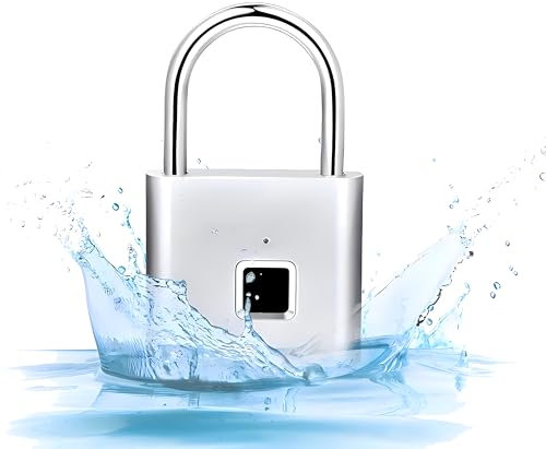 Schloss mit Fingerabdruck,Vorhängeschloss für Fitnessstudio,wetterfest,mehrbenutzer,schlüsselloses Schloss Wasserdicht Vorhängeschlöss für Fitnessstudio,Gepäck,Lagerhäuser,Spind Silber