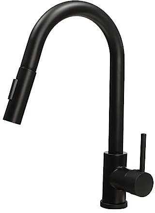 OUBUBY 360° Touch-Schwenkbarer Wasserhahn, Sensor-Küchenarmatur Griffarmatur mit Ausziehbarer Brause Sensor Schwarz 2 Auslaufarten Geeignet für Küche Bad Esszimmer