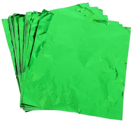 MUCKLILY 100pcs Aluminum Foil Food Packaging Foil Green Glossy Surface for Candy Tea Chocolate Wrapping Home Shop Use