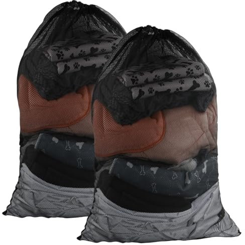 Anseom 2 Pezzi Sacchetto Lavatrice Biancheria, Sacchetti Lavatrice Borse per Bucato con Coulisse, Retina per Lavatrice Rete Salvabucato a Maglia per Piumini Pantaloni Cappotti Camicie