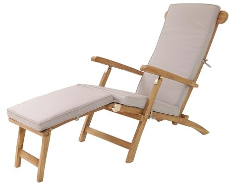 AXI Costa Liegestuhl aus Teak Holz mit Kissen | Deckchair Gartenliege aus Teakholz mit verstellbarer Rückenlehne - 4 Positionen | Sonnenliege für Draußen / Garten