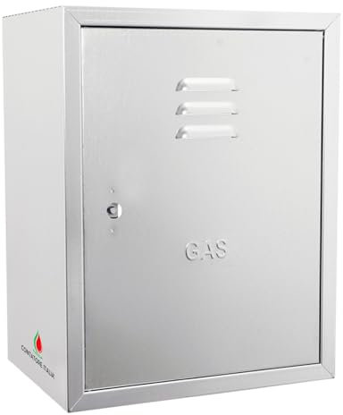 Contatore Italia Cassetta Contatore GAS Acciaio INOX Aperta Posteriormente Completa di Chiave e Quadrello (450x600x250)