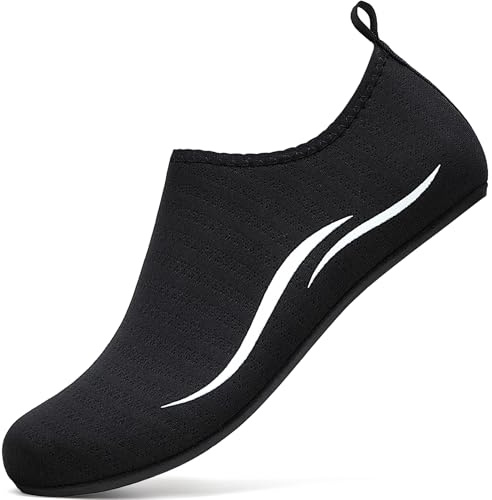 sportvibe Water Shoes Beach Swim Shoes Womens Mens Aqua Shoes Quick Drying Barefoot for Swimming Surfing Pool Kayaking Beach Yoga (Black,9 UK/43 EU)