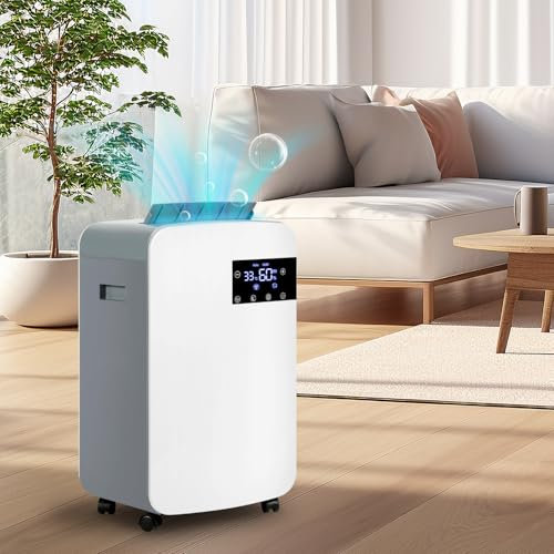 Fiqops Dehumidifiers for Home, 12L/day Dehumidifier, 2.5L Water Tank,Auto Defrost,Air Purifier, Dehumidifier for bedroom 24H Timer, Sleep Mode, Dehumidifiers for Drying Clothes,for Bathroom, RV