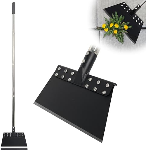 CKLT Pala de limpieza de jardín multifuncional de 65 pulgadas con hoja de acero de resorte, rascador de suelo, mango largo ajustable, pala de nieve resistente, raspador de hielo, pala plana para malas