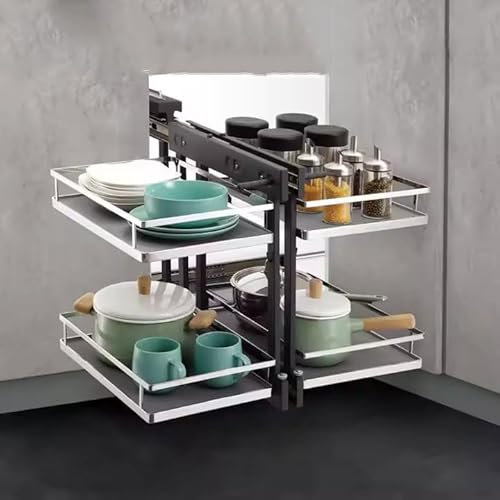 Scatola portaoggetti ad angolo cieco estraibile per armadi da 800 1000 mm, cestino estraibile a 2 strati, apertura sinistra e destra, soluzione di installazione inferiore compatibile per massimizzare