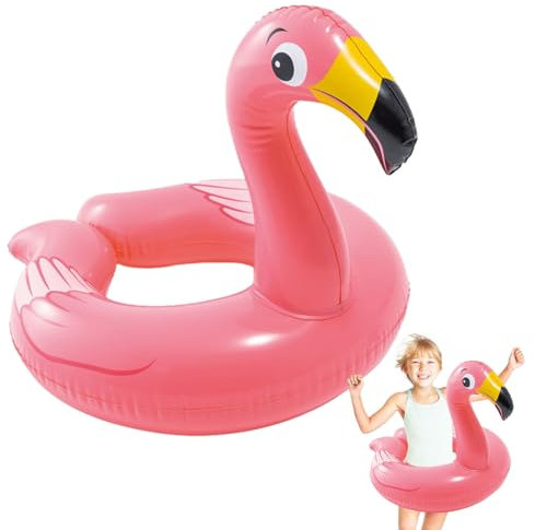 Flamingo, anello da nuoto gonfiabile, 30 × 21½ (76 x 55 cm), in PVC, per sport acquatici, feste, per bambini, 2 – 6 anni, estate, piscina, spiaggia