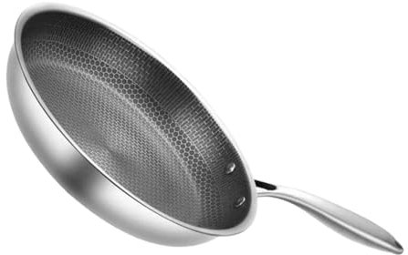 BESTOYARD Padella Acciaio Inossidabile Finitura Antiaderente e Nido Api per Cucina Picnic e Bistecche Riscaldamento Rapido e Uniforme Facile