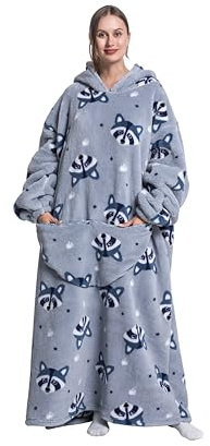Yzehomijia Couverture à Capuche Portable pour Femmes et adultes - Couverture Avec Manches - Couverture douce et chaude pour habiller en Cadeau pour AMIE, Maman ou mère (Fox)