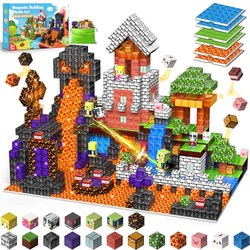 Wootoyz 150 Pezzi Costruzioni Magnetiche per Bambini, Giochi Bambini 3 4 5 6 Anni Cubi Magneti Bambini Regalo Bambino Bambina 3-6 Anni Blocchi Magnetici Building Blocks