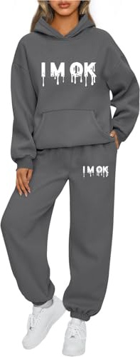 Jogginganzug Damen 2 Teilig Set Langarm Hoodie und Jogginghose Sportanzug Loungewear Hausanzug Kuschelig Freizeitanzug Trainingsanzug Herbst Winter Sport Outfit Casual Und Outdoor Bequeme Tracksuit