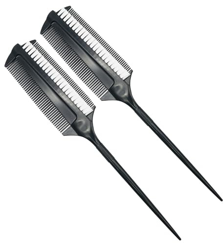 TOPBATHY Set 2 Spazzole per Tintura Chioma da Parrucchiere, Pennelli Riutilizzabili in Plastica Doppia Faccia per Applicazione e Styling, Pettine Portatile per Colorazione Precisa Uso