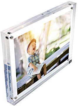 Freestanding A5 Polished Clear Acrylic Magnetic Photo Frame with Clear Border (DSTF/A5)