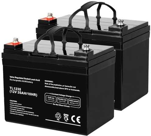 WEIZE 12V 35AH Deep Cycle Battery for Scooter Pride Mobility Jazzy Select Electric Wheelchair, Set of 2