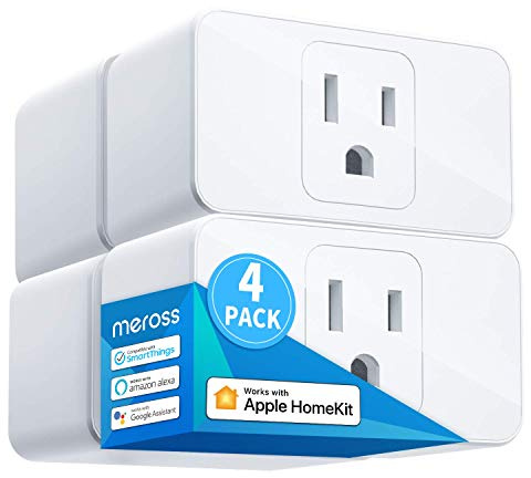 meross Smart Plug Mini, 15A & Reliable Wi-Fi, Support Apple HomeKit, Siri, Alexa, Echo, Google Assistant and Nest Hub, App Control, Timer, No Hub Needed, 2.4G WiFi Only, 4 Pack