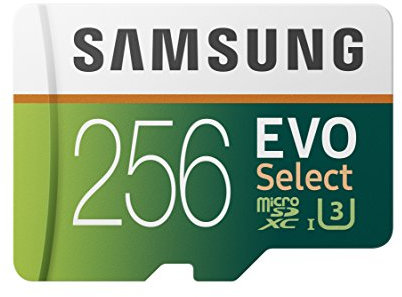 Samsung EVO Select 256 GB microSD 100 MB/s, Velocidad, Full HD & 4K UHD, Tarjeta de Memoria Incluye Adaptador SD para Smartphone, Tablet, cámara de acción, dron y portátil