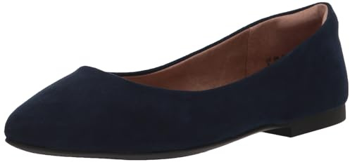 Amazon Essentials Women's Pointed-Toe Ballet Flat, Navy, 7 UK