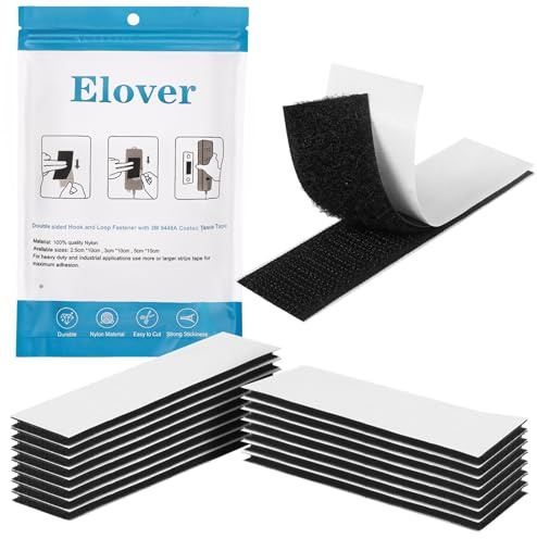 Kardborreband med lim, 2,5 cm x 15 cm, vit, 15-pack | Självfästande, Återanvändbart, Tunga industriremsor, Inga verktyg behövs