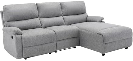 Vente-unique - Canapé d'angle Droit Relax électrique en Tissu Gris Clair LUNANO