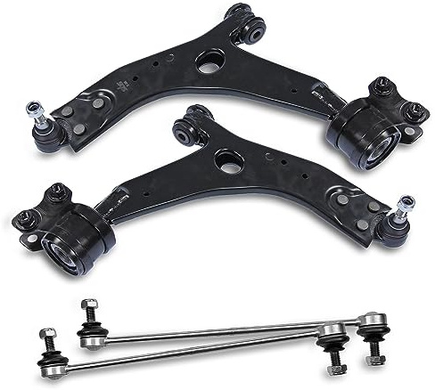 BESTPRICE 2x Brazo de control del eje delantero inferior izquierdo y derecho,2x barra de acoplamiento delantera FORD C-MAX (DM2),FOCUS Mk2,VOLVO C30 (533),C70 II Cabriolet (542),S40 II (544),V50 (545)