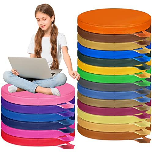 Riakrum Runde Bodenkissen, 38,1 cm, Flexible Sitzgelegenheit mit Griffen, farbige Boden-Schaumstoff-Sitzkissen, Schule, Kindertagesstätte, Bürostuhl, Heimbedarf, 20 Stück