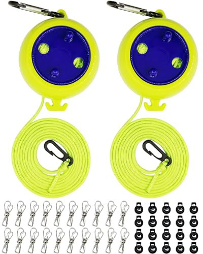 Camping Wäscheleine Ausziehbar 2 Stück - 10 M Reise Wäscheleine Outdoor, rutschfeste Campingzubehör für Wohnmobil, Balkon, Zelten Gadgets (Grün)