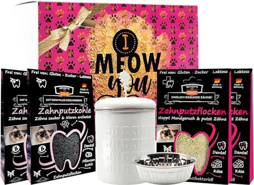 Qchefs Glückskiste Set Katze Geschenk für Katzen mit Natur Zahnpflege- auch gegen Zahnstein und Entzündungen