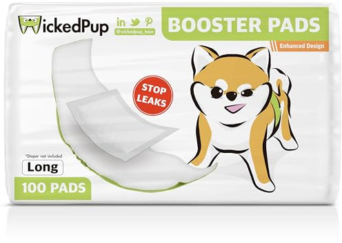 WICKEDPUP Dog Diaper Liners Booster Pads for Male & Female Dogs, 100ct