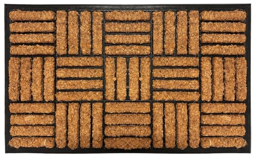 Coco Coir Door Mat with Rubber Backing Floor Mat Non Slip Outdoor Mat Dirt Scrapper Removes Grass & Dirt for Front Door, Patio & Entrance (PACK OF 1, 45 x 75 cm)