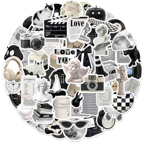 POPNWOW 61 Stück Retro Aufkleber Set, Wasserdicht Vinyl Aesthetic Vintage Stickers für Reisekoffer Gepäck Laptop Wasserflasche iPad Handy Fahrrad Skateboard Helme Gitarre