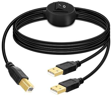 GELRHONR USB B to USB A Printer Cable Splitter - 1 in 2 Out Printer Cord Switcher for Sharing Keyboard, Mouse, Scanner (2.5M/8.2Ft)