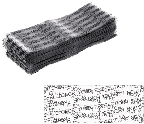 PATIKIL 86x33mm PVC Perforated Shrink Bands, 250Pcs 0.05 mm/2 Mil Thickened Heat Shrink Seal Wrap Fit for 1.75-2 Cap Diameter Essential Oil Bottles Jars Cans Tin Word Style, Clear