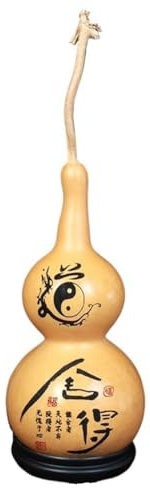 TuTaTiMANG Sculpture De Courge Naturelle, Décoration De Maison en Grande Courge Naturelle, Accessoires Photo, Apporte Richesse Et Chance, Décorations Chinoises, avec Base