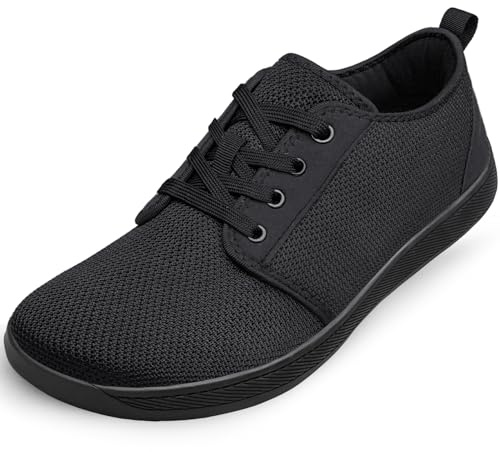 PQKDM Unisex Wide Barefoot Shoes Mens Womens Trainers Wide Toe Box Trainers Minimalist Shoes Lightweight Breathable Walking Shoes Black Size 13