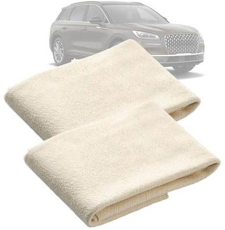 Souruud 2Pcs Peau de Chamois Naturelle Voiture (40 x 30 cm) – Chamois Chiffon de Séchage Ultra-Absorbant et Non Pelucheux – Idéal pour Voiture, Verre, Miroirs et Fenêtres