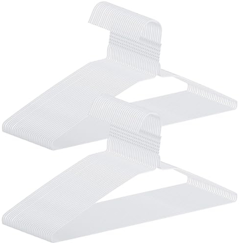 150 Pack Wire Hangers 15.9 Inch 13 Guage Metal Dry Cleaner Hangers Bulk Thin Space Saving Suit Holder for Coats, Shirts, Suits, Pants, Skirts (White)