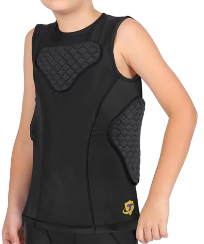DGQY 10MM EVA Foam Protective Vest for Kids - Youth Padded Shirt for Football, Baseball, Hockey Sleeveless Chest Protector with Rib, Sternum & Back Guards Moisture Wicking & Breathable