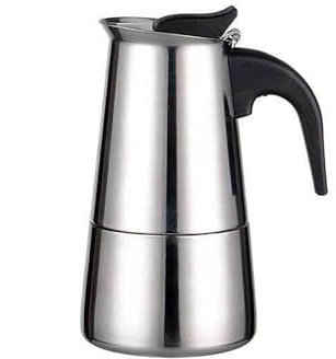 Niwugady Caffettiera Da Caffè Italiana, In Acciaio Inox, Adatta per 1-2 Tazze, Con Manico Resistente Al Calore, Per Fornelli a Gas, Fornello Elettrico in Ceramica, Colore Argento, 100 Ml