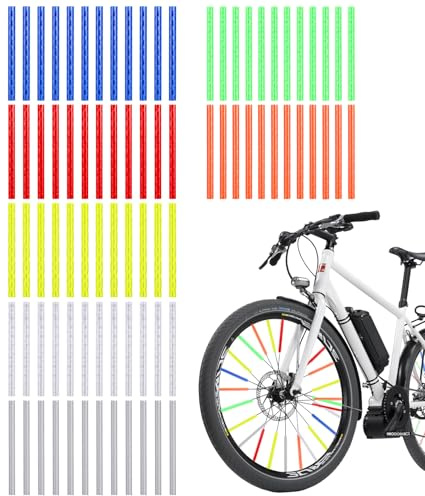 Juego de 84 reflectores de radios de bicicleta para niños, reflectores de radios de bicicleta de colores, visibilidad de 360°, 7 colores, para niños y adultos, reutilizable