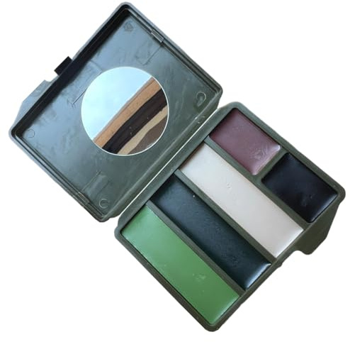 Pintura de camuflaje para el rostro – Maquillaje de camuflaje 7 x 6 x 2 cm, pintura al óleo de camuflaje, maquillaje facial en 5 colores con espejo | Cuerpo ocultante portátil de larga duración Aint