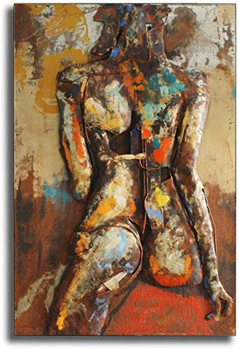 Phoenixarts Lolita Designer Metallbild 3D Bild Frau Wandrelief 75x115 / 65x100 / 55x80 Handarbeit (75x115x6cm)