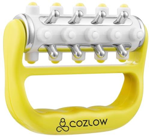 Cozlow - MyoRelease Lymphatic Drainage Massager - Yellow - Handheld Fascia Release + Scar Tissue Massage Roller for Shoulder, Neck, Belly, Thigh, Leg, Back, Glutes - Helps Reduce Cellulite Appearance