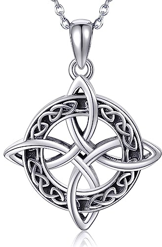 JERWLI Collier de Nœud de Sorcière en Argent Sterling 925 Pendentif Magique Celtique de Nœud de Sorcière Collier de Protection de Nœud de Sorcière Bijoux Cadeau pour Femmes Filles Hommes