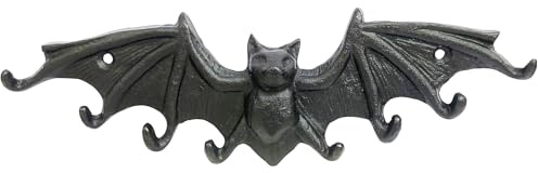 Womeet Coat Hooks Wall Mounted, Rustic Bat Key Hook Holder, Heavy Duty Decorative Black Wall Hooks for Mudroom, Towels, Hat Rack, Purse Hooks, Cast Iron Decorative ‎Antique Black Hooks