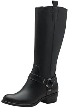 MARCO TOZZI Damen Hohe Stiefel mit Absatz mit Blockabsatz mit Reißverschluss, Schwarz (Black), 40 EU