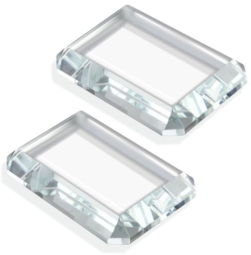 Lainballow 2 Pack Rectangular Glass Paperweight, Paperweight Decorative Blocks, Clear Glass Tiles for Crafts, Home Decoration, Ornaments Book, Maps