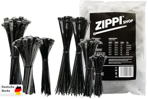Kabelbinder Set (700 Stück) | 100/150/200mm | Kabelbinder wiederverschließbar & Einweg | Kabelclip uv beständig & wetterfest | max. 18kg Zugkraft | Zip Ties/Cable Ties | Schwarz